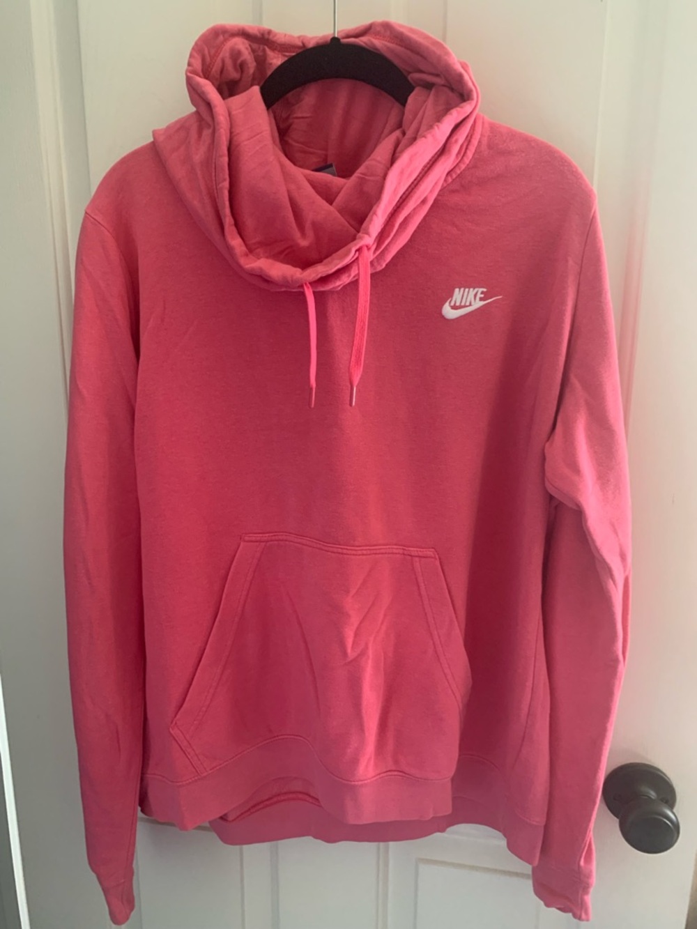 Nike Coral Pink Hooded Sweatshirt with White Swoosh